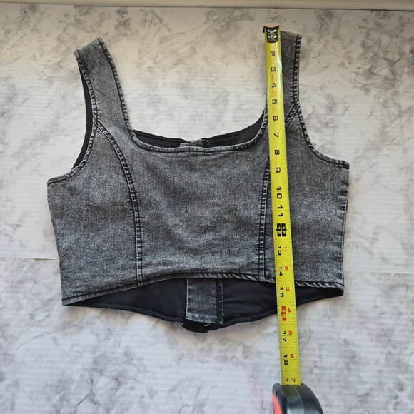 Blashe Crop Top, Denim-Look with Hook Closure Women's Sz M - Picture 6 of 6